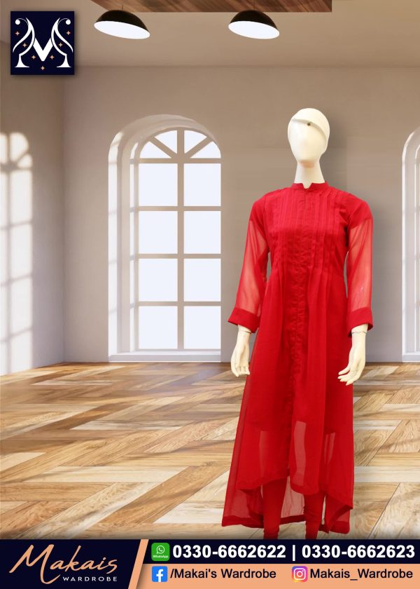 Stitched Chiffon 3-Piece Tale Style Suit