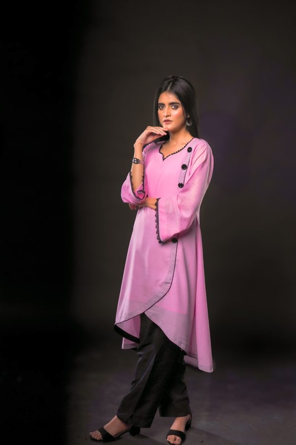 Stitched Blush Petal Asymmetric Kurta