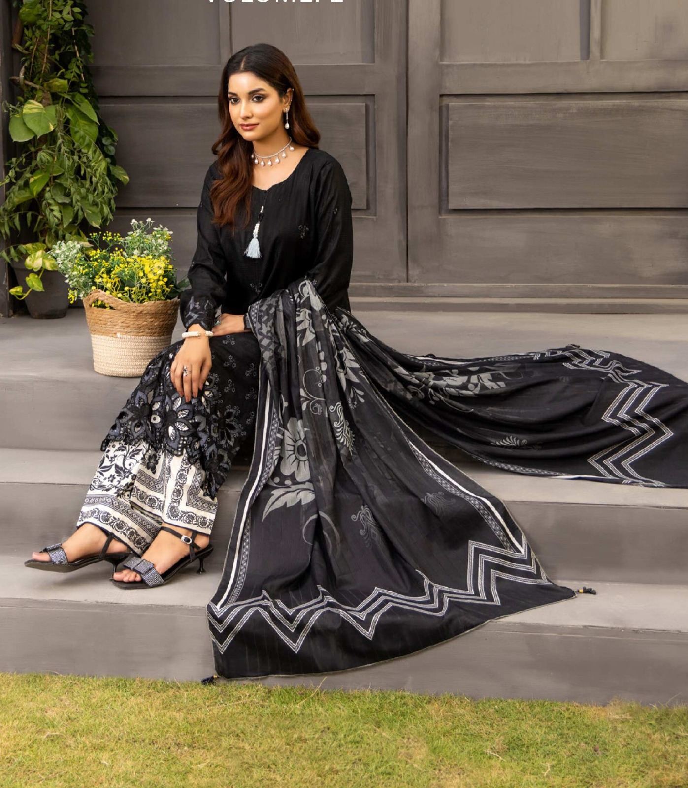 Un-Stitched ChikanKari Embroidered Printed Lawn Suit - Image 2