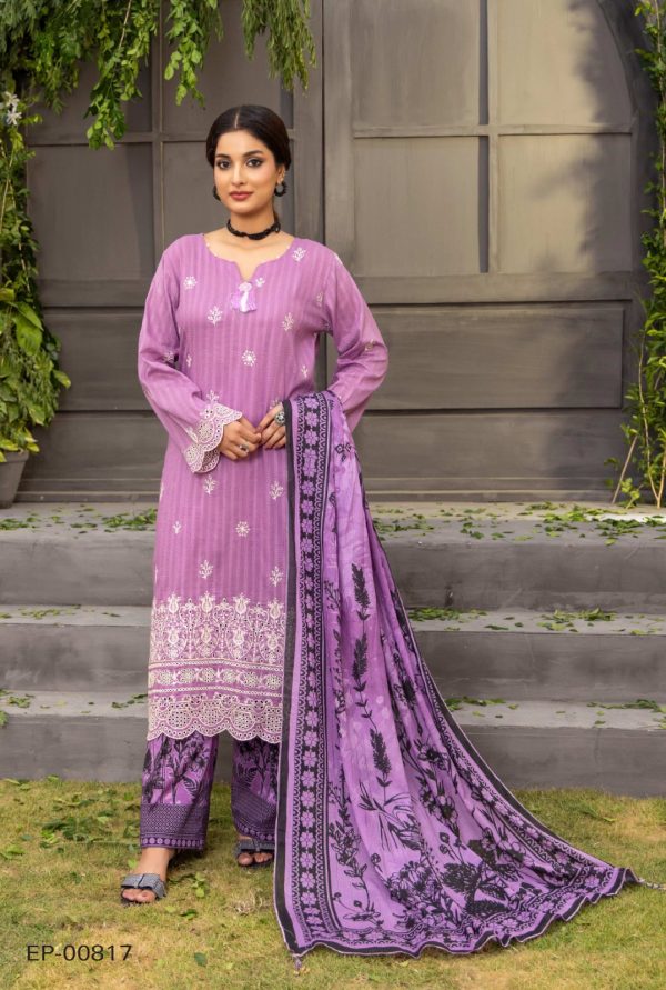 Un-Stitched ChikanKari Embroidered Printed Lawn Suit