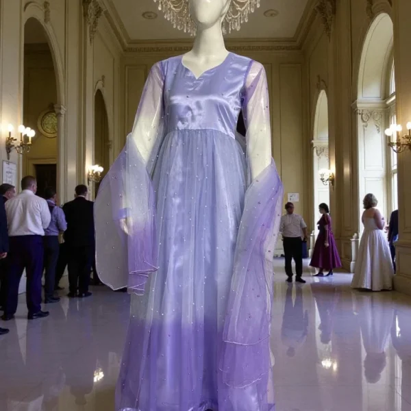 Stitched Purple Gradient – Double Shaded Pearl Net Maxi Set