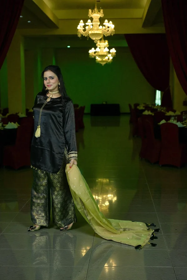 Stitched Black Beauty – Designer Silk 3-Piece Suit