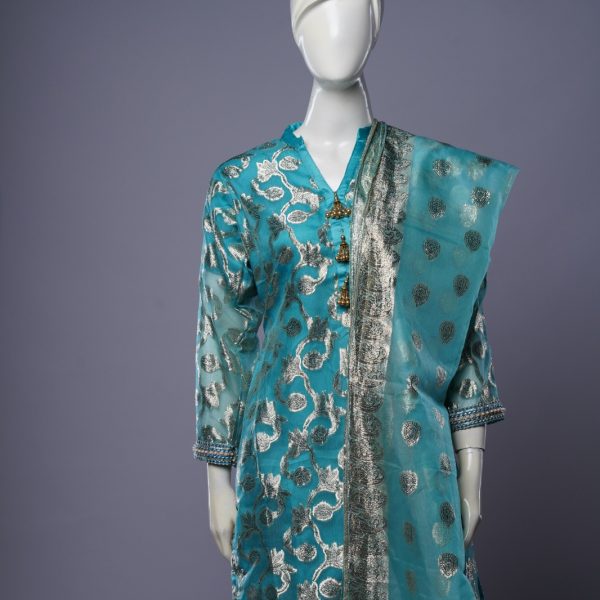 3-Piece Stitched Banarsi Organza Suit