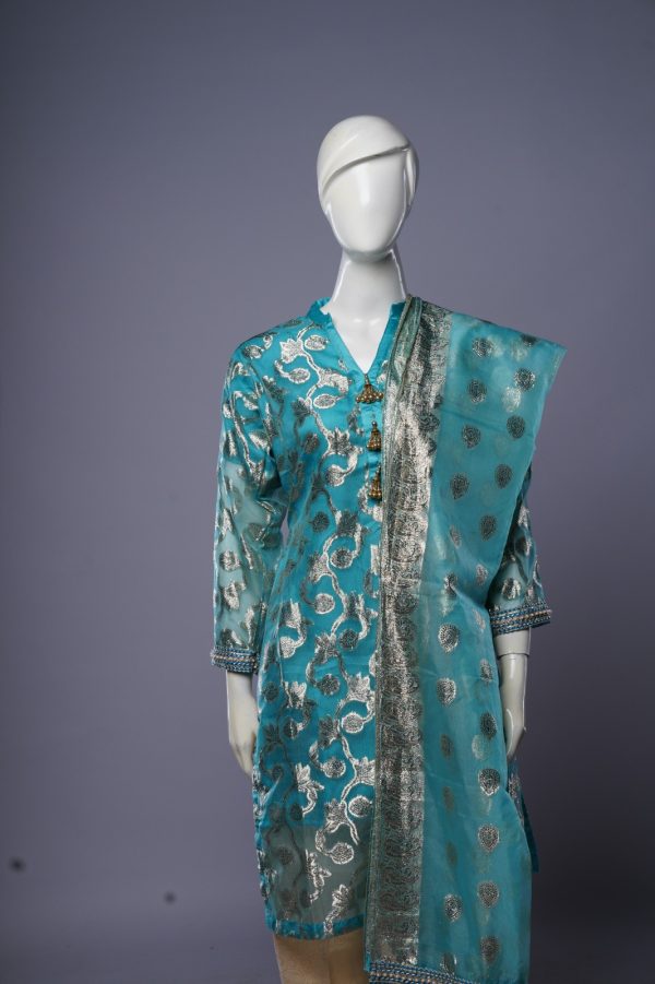 3-Piece Stitched Banarsi Organza Suit
