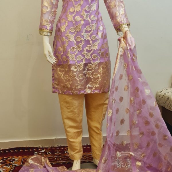 3-Piece Stitched Banarsi Organza Suit