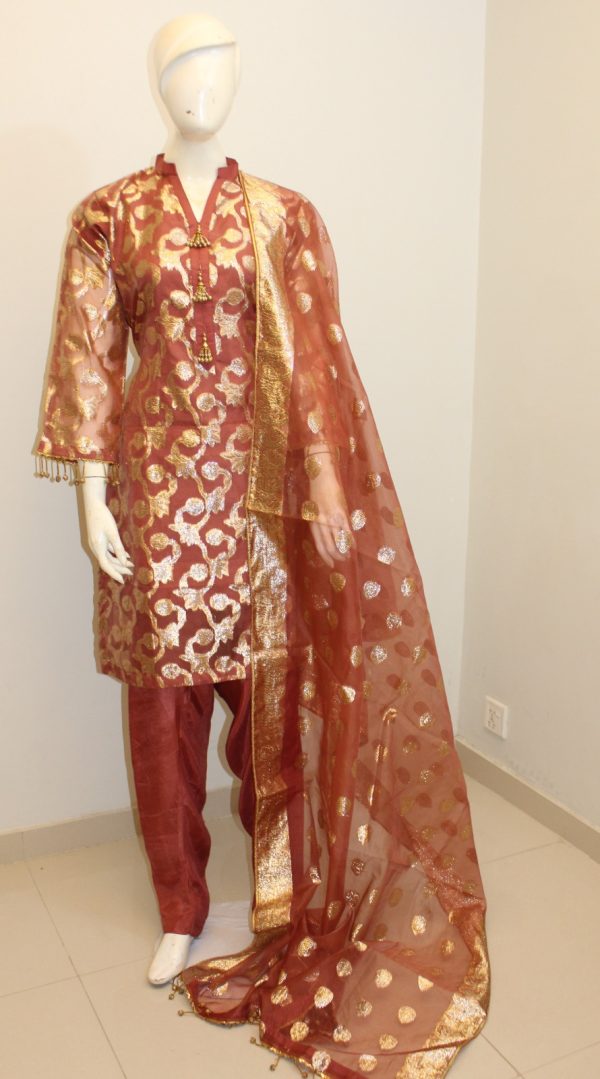 3-Piece Stitched Banarsi Organza Suit