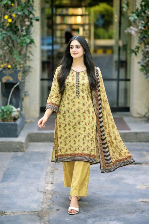 Premium Quality Yellow Printed Lawn Suit – Bana Dora | 3-Piece Pakistani Summer Wear