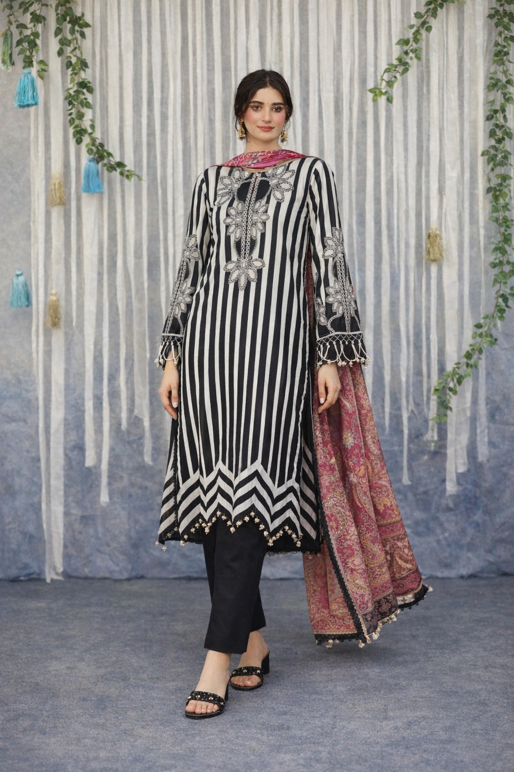 Premium Quality Black & White Printed Lawn Suit – Bana Dora | 3-Piece Pakistani Summer Wear
